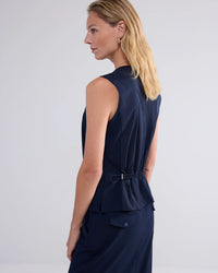 Sleeveless top with taffeta back