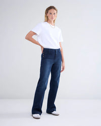 Flared Jeans with Button Detail