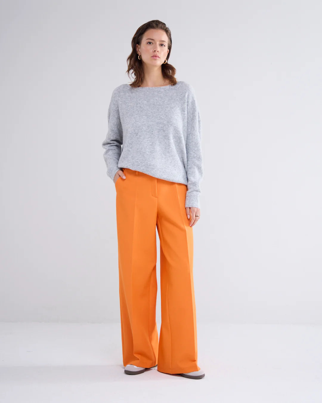 Wide-leg trousers with elasticated waistband