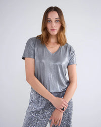 Shiny Basic V-Neck Top