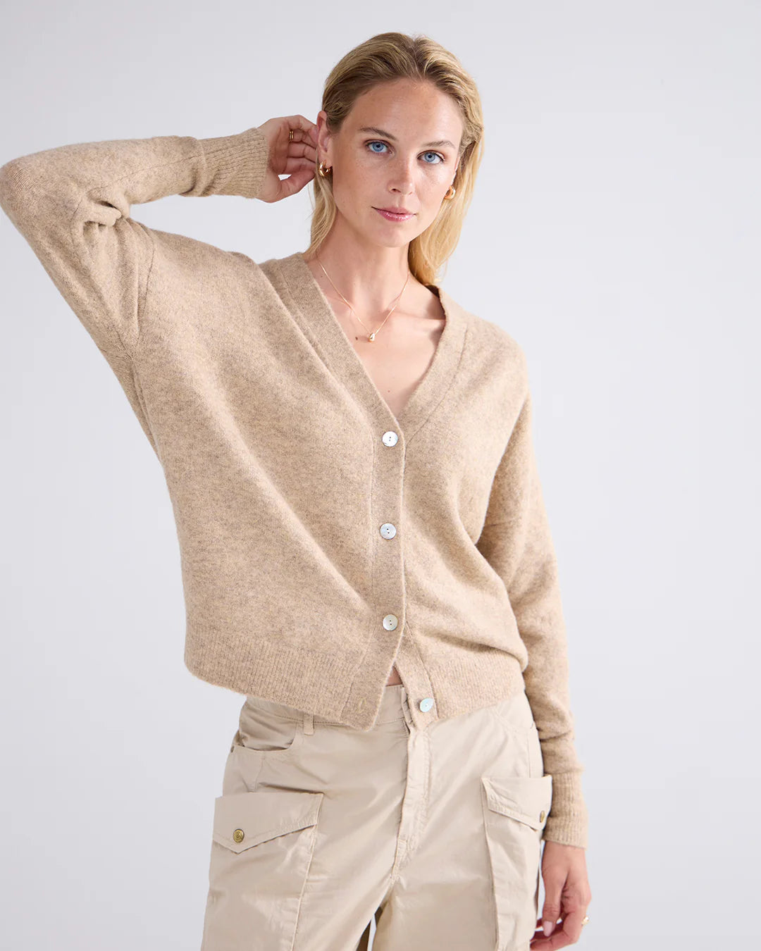 Cardigan wool elastane blend knit