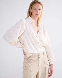 Blouse with Scattered Embroidery Flowers