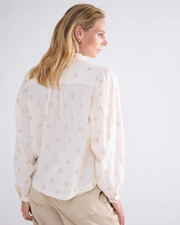 Blouse with Scattered Embroidery Flowers