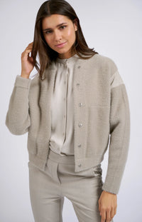 Knitted jacket with high collar