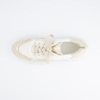 Chunky White & Beige Mesh Sneakers