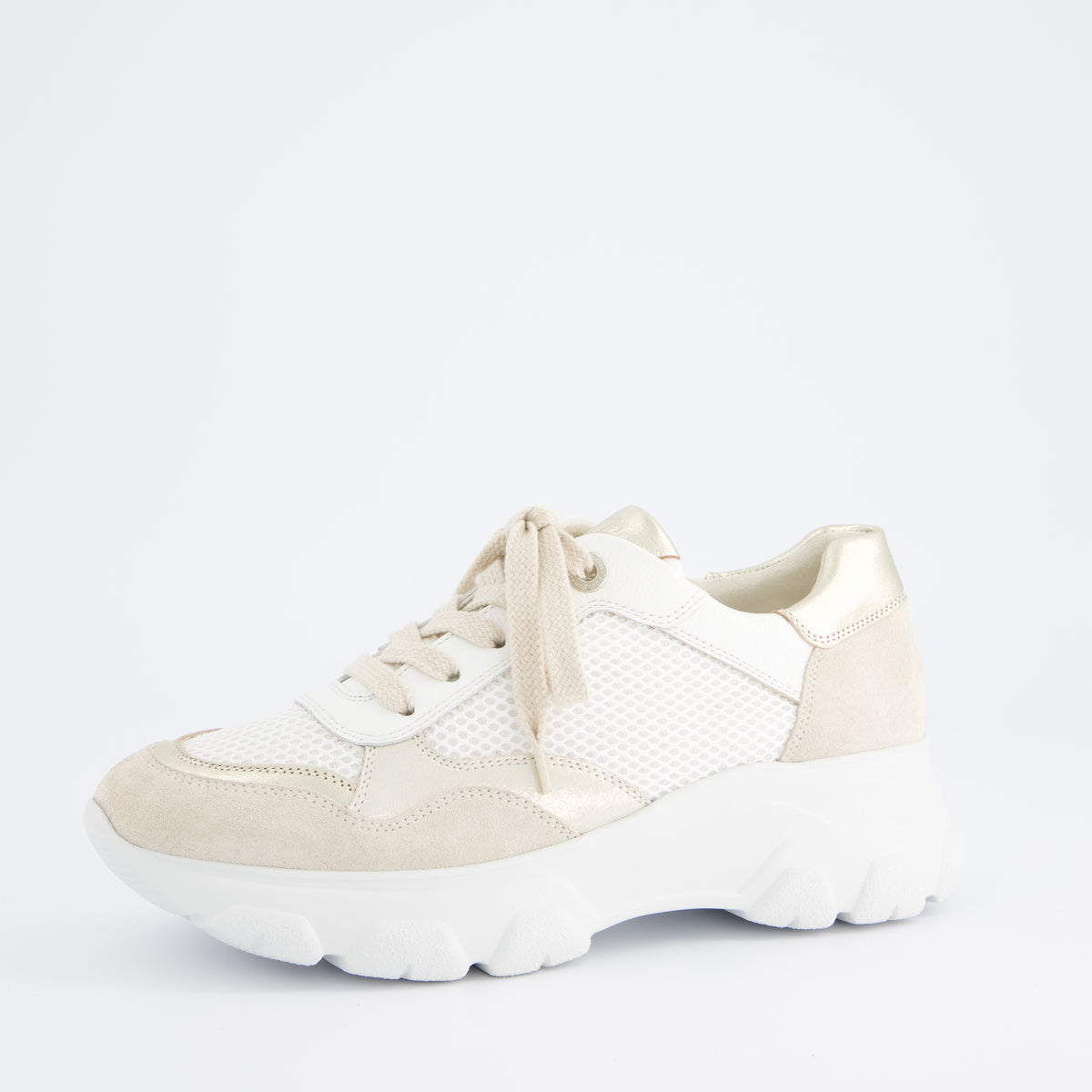 Chunky White & Beige Mesh Sneakers