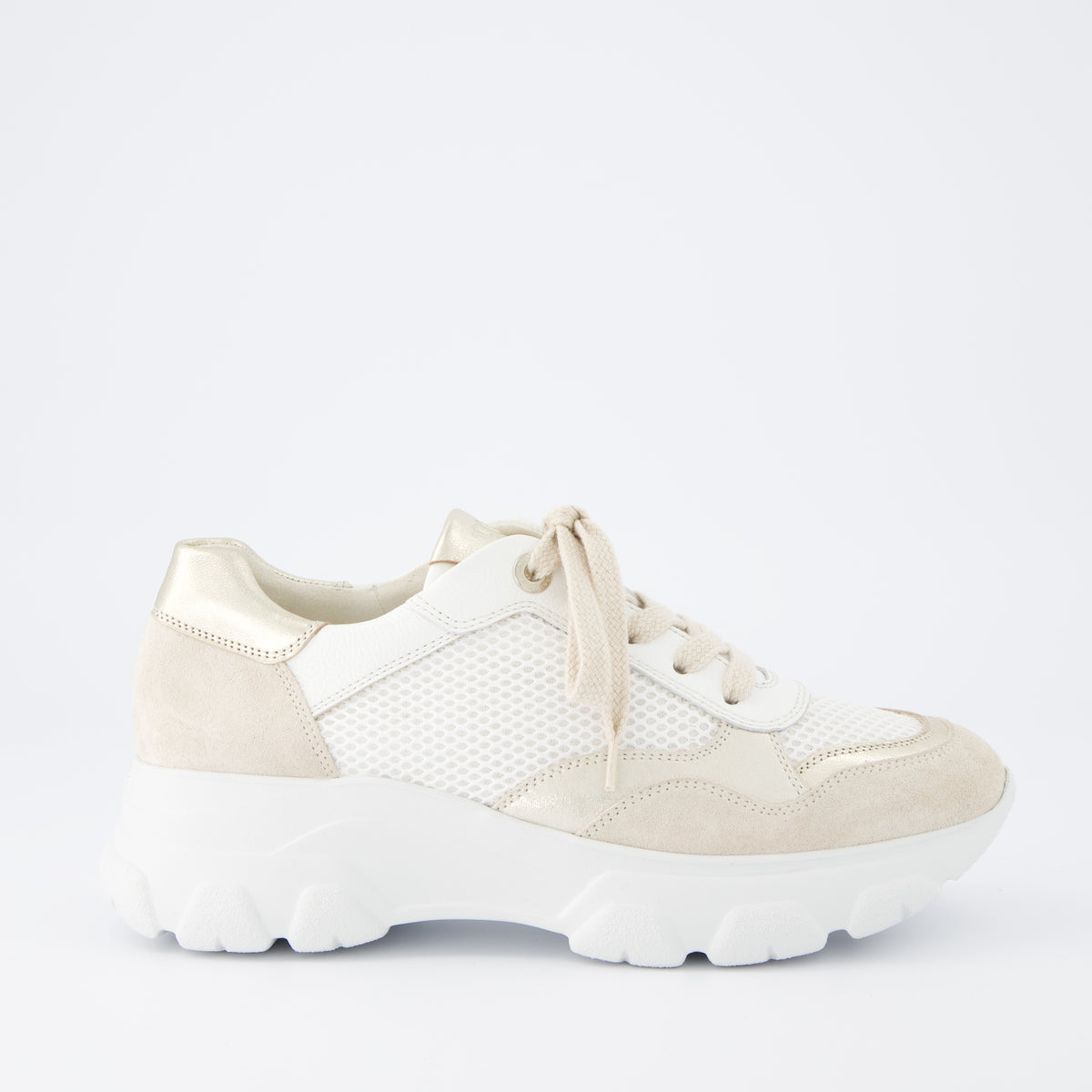 Chunky White & Beige Mesh Sneakers