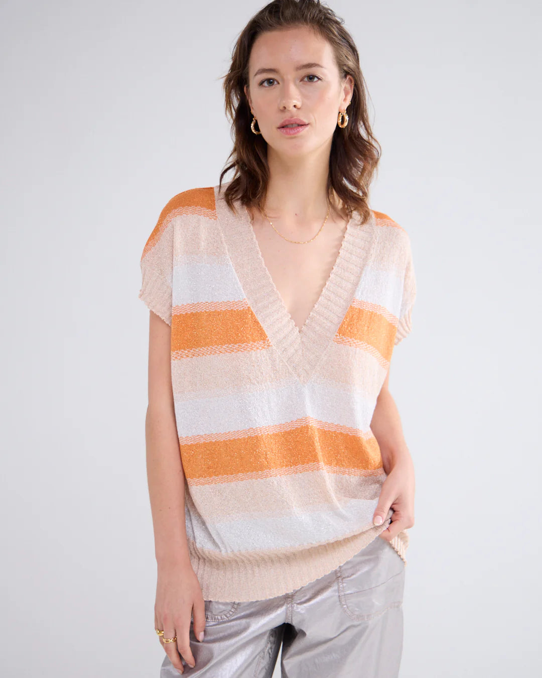 V-Neck Lurex Jumper