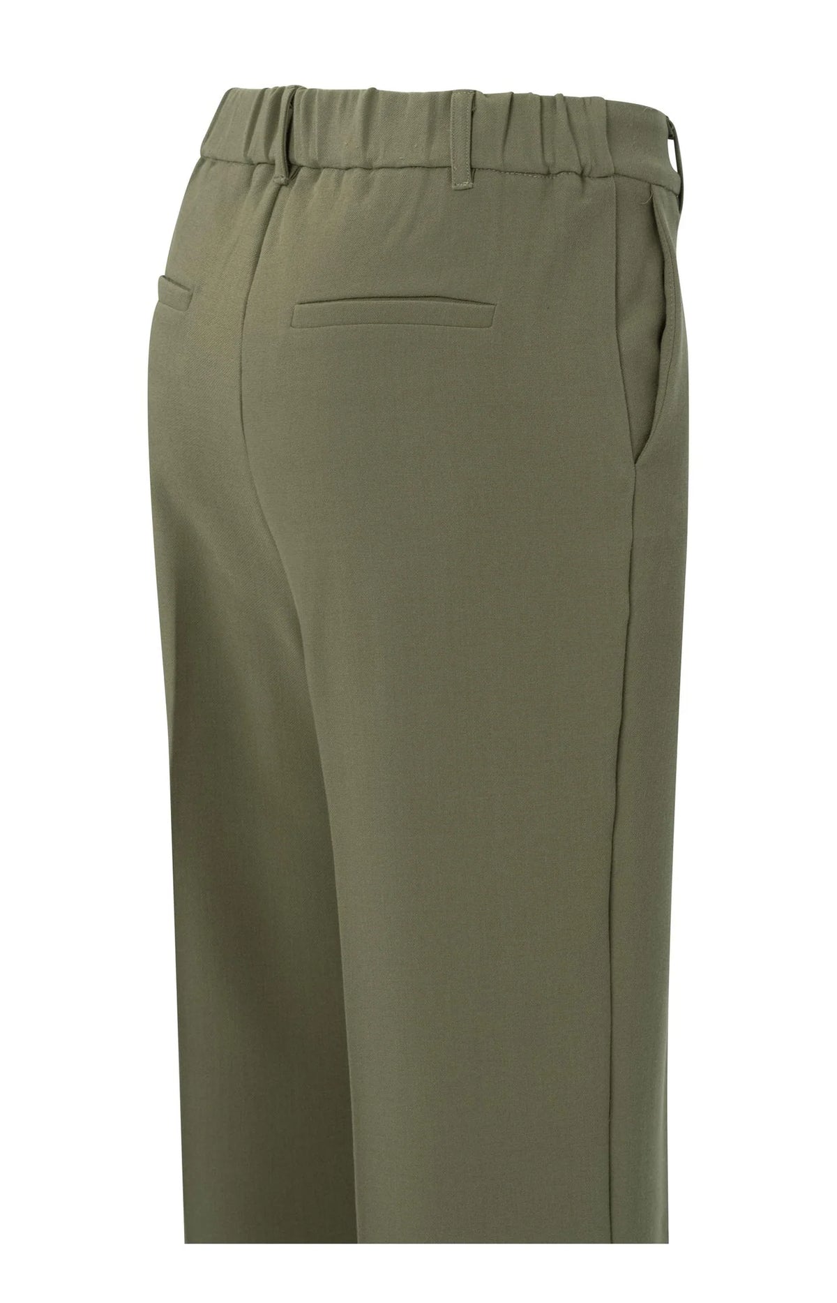 Woven Wide Pants with Elastic Waist and Split