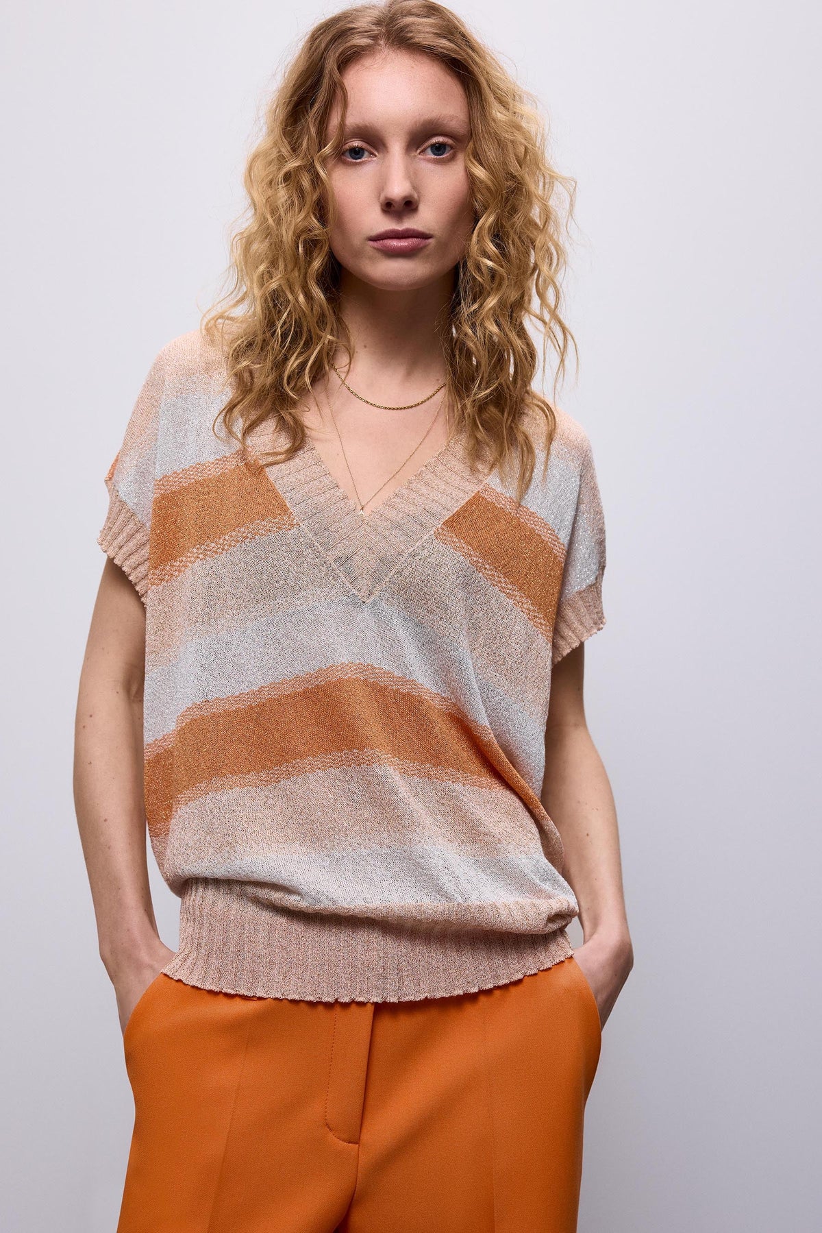 V-Neck Lurex Jumper