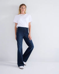 Flared Jeans with Button Detail