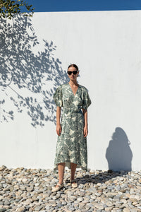 Botanical Print Faux Wrap Dress