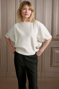 Soft Round Neck Sweater Short Sleeves