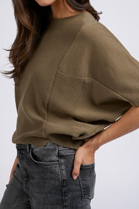 Soft Round Neck Sweater Short Sleeves