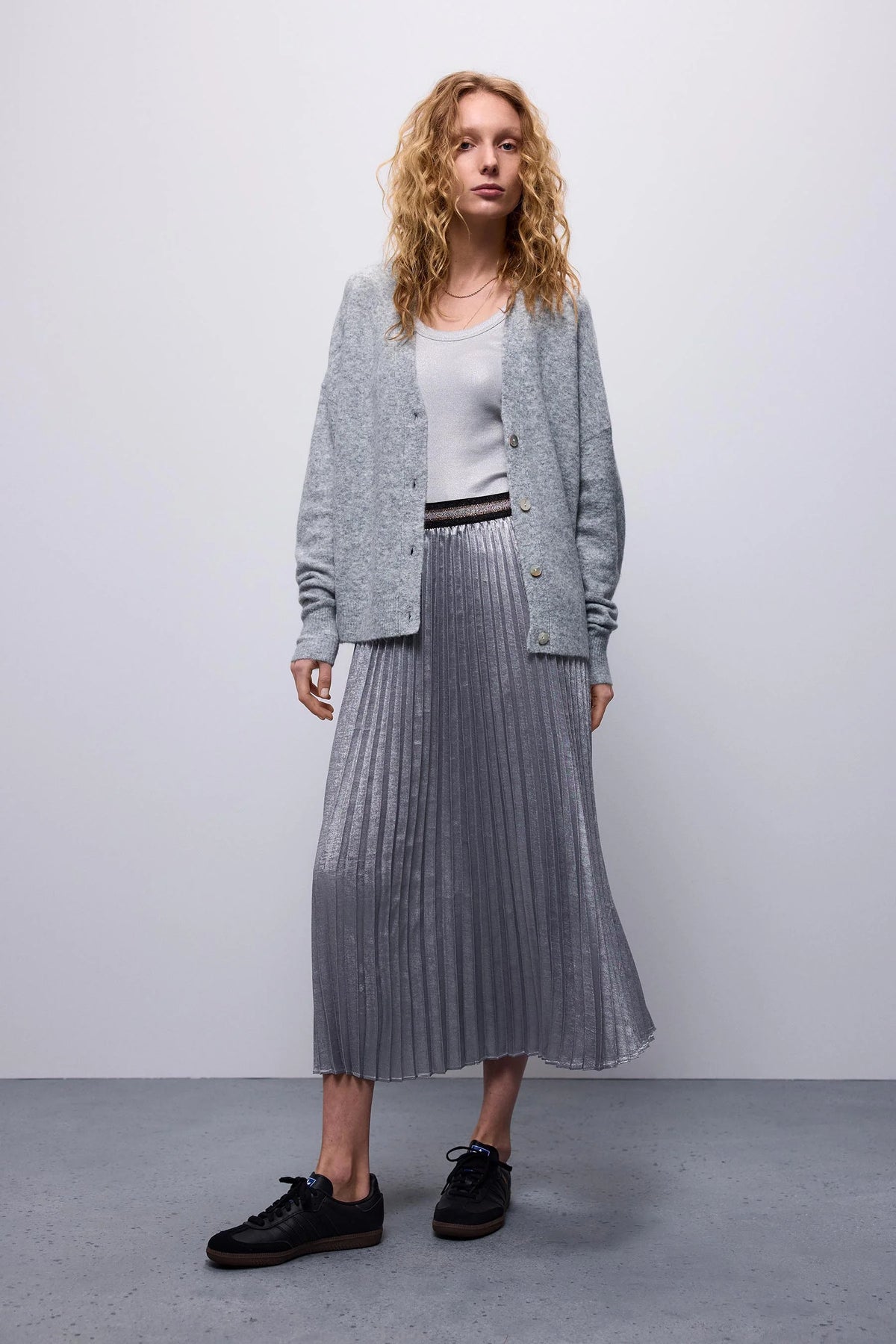 Silver Plissé Skirt