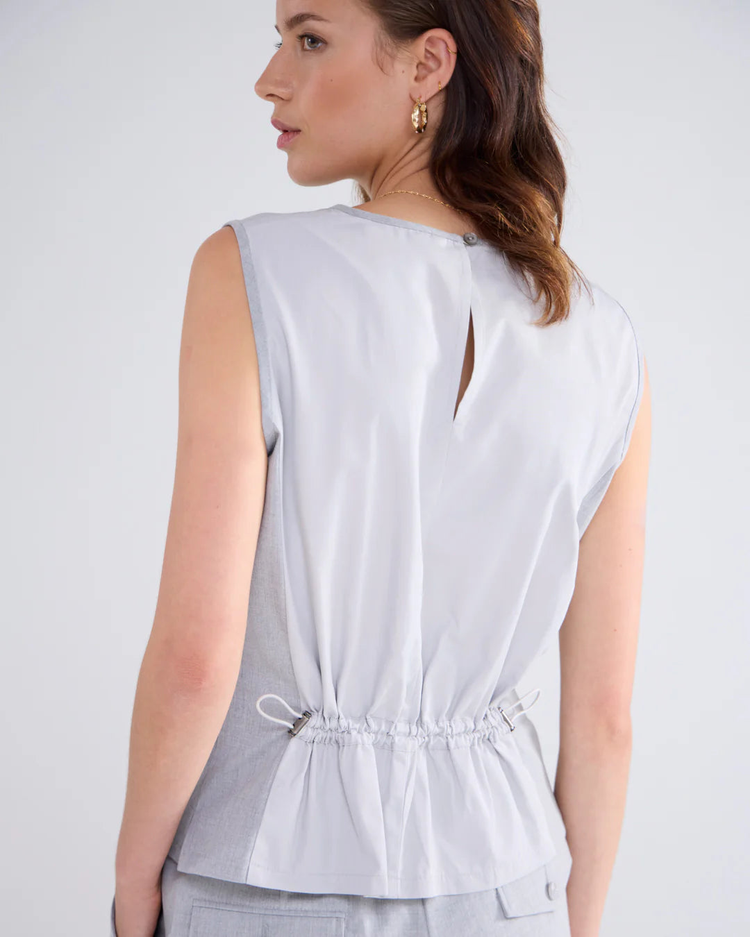 Sleeveless Top with Taffeta Back